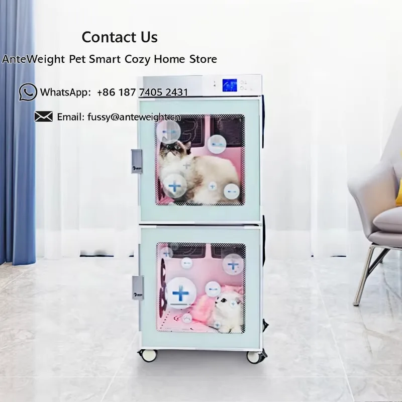 Double-Layer Pet Drying Box Fully Automatic Pet Drying Cabinet Cat Dryer Box and Water Blower for Kittens and Puppies
