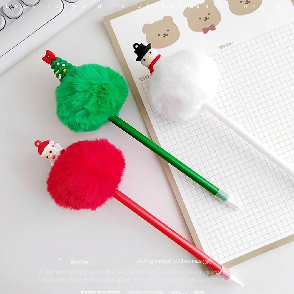 

Multicolor Plush Santa Ballpoint Pen Fluffy Snowman Plush Santa Claus Gel Pen Christmas Tree Plush Christmas Plush Pens Kids