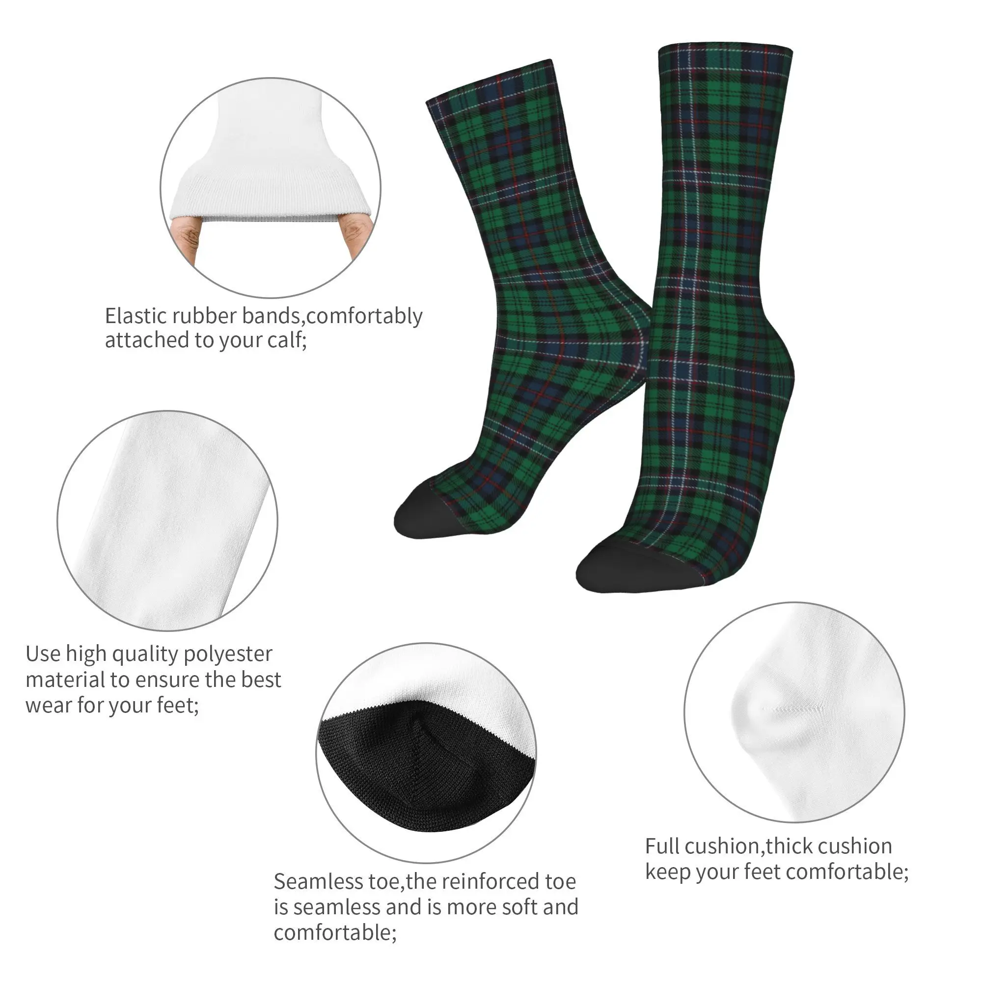 Custom Funny Men's Scottish National Tartan Dress Socks Unisex Warm Comfortable 3D Printing Geometric Crew Socks
