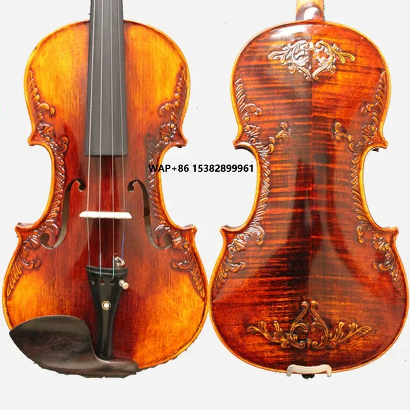 

NAOMI 4/4 Full Size Carved Violin Vintage Baroque Violin Handmade TOP Spruce Back Flamed Maple Concert Level Fiddle