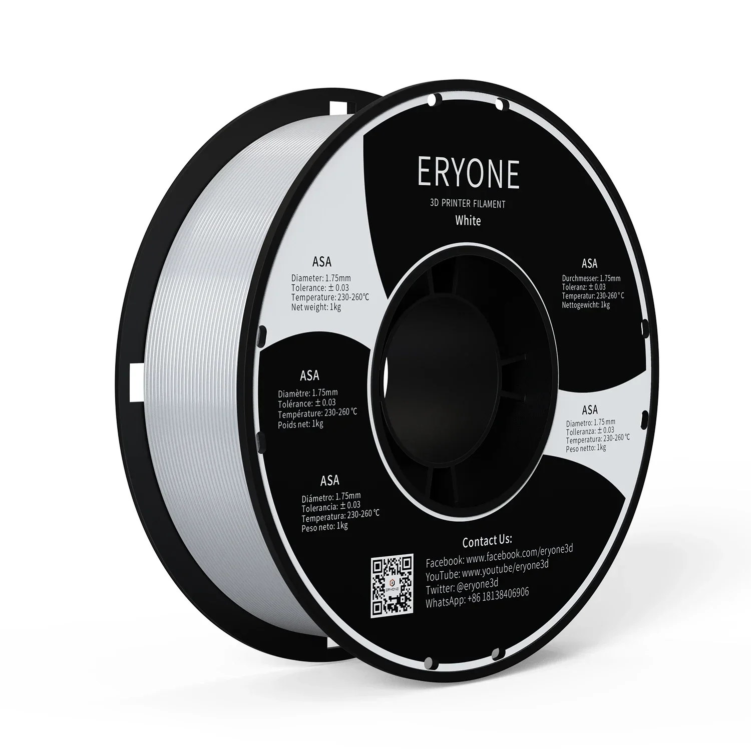 ERYONE 1KG ABS Filament 1,75mm, Hohe Zähigkeit Hitzebeständig, Langlebig Stoßfest für 3D-Druck 1kg Spule