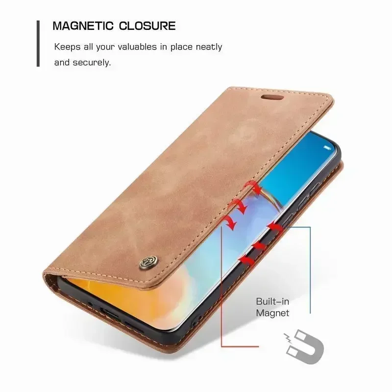 Luxury Magnetic Flip Silicone Case Nova 7i 6se 3E Leather Wallet Phone Cover For Huawei P20 P30 P40 Lite P50 Pro Mate 30 P Smart