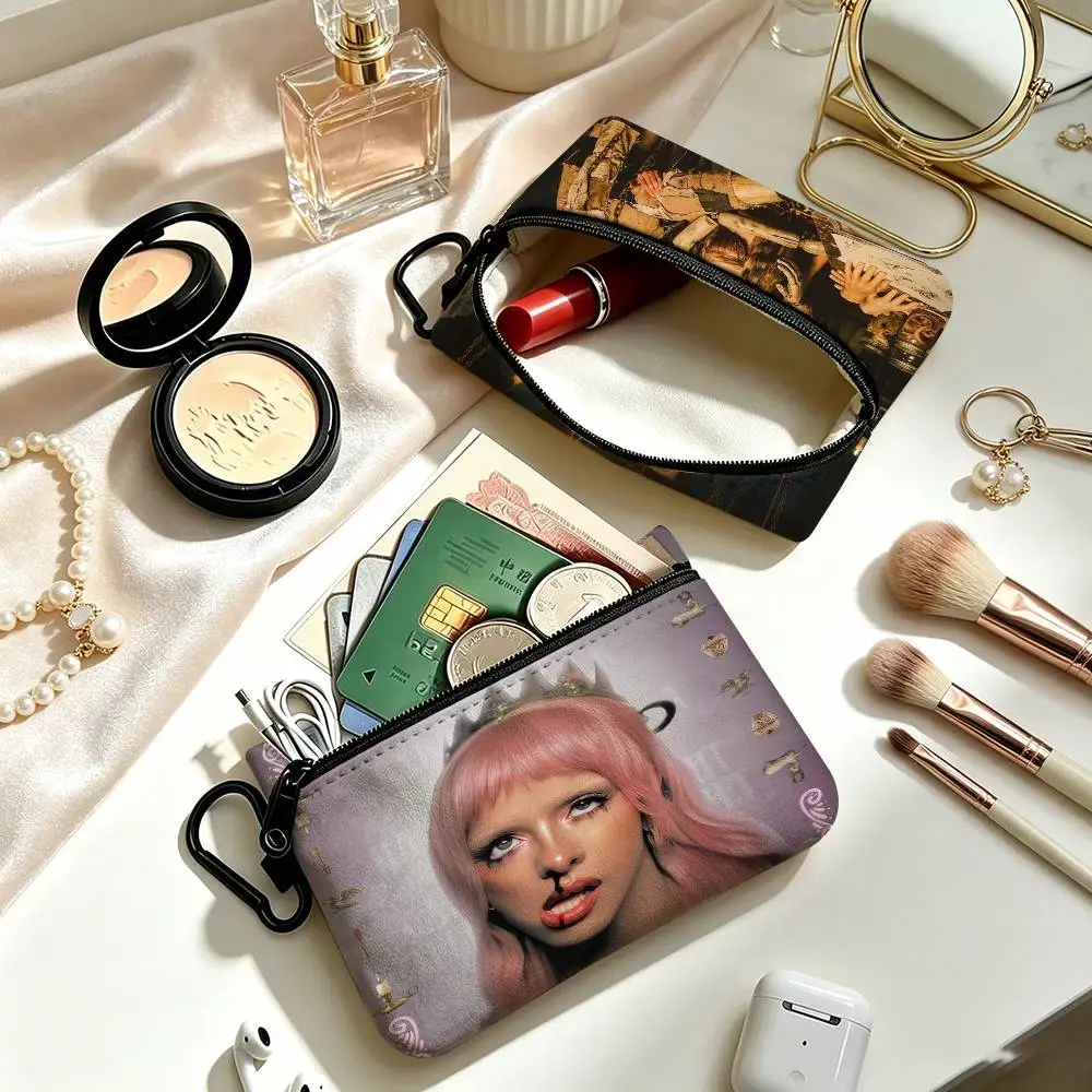 HADES SACRIFICE Melanie Martinez  Cloth Coin Purse With Carabiner Hook Portable Key Card Wallet Small Zipper Storage Pouch