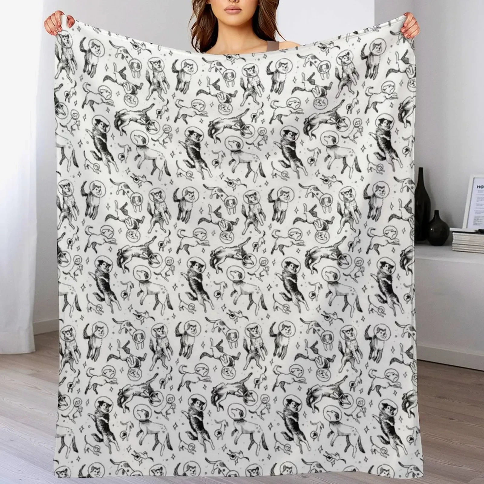 

Space dogs Throw Blanket Flannels Soft Plush Plaid Blankets For Baby For Sofa Thin Blankets