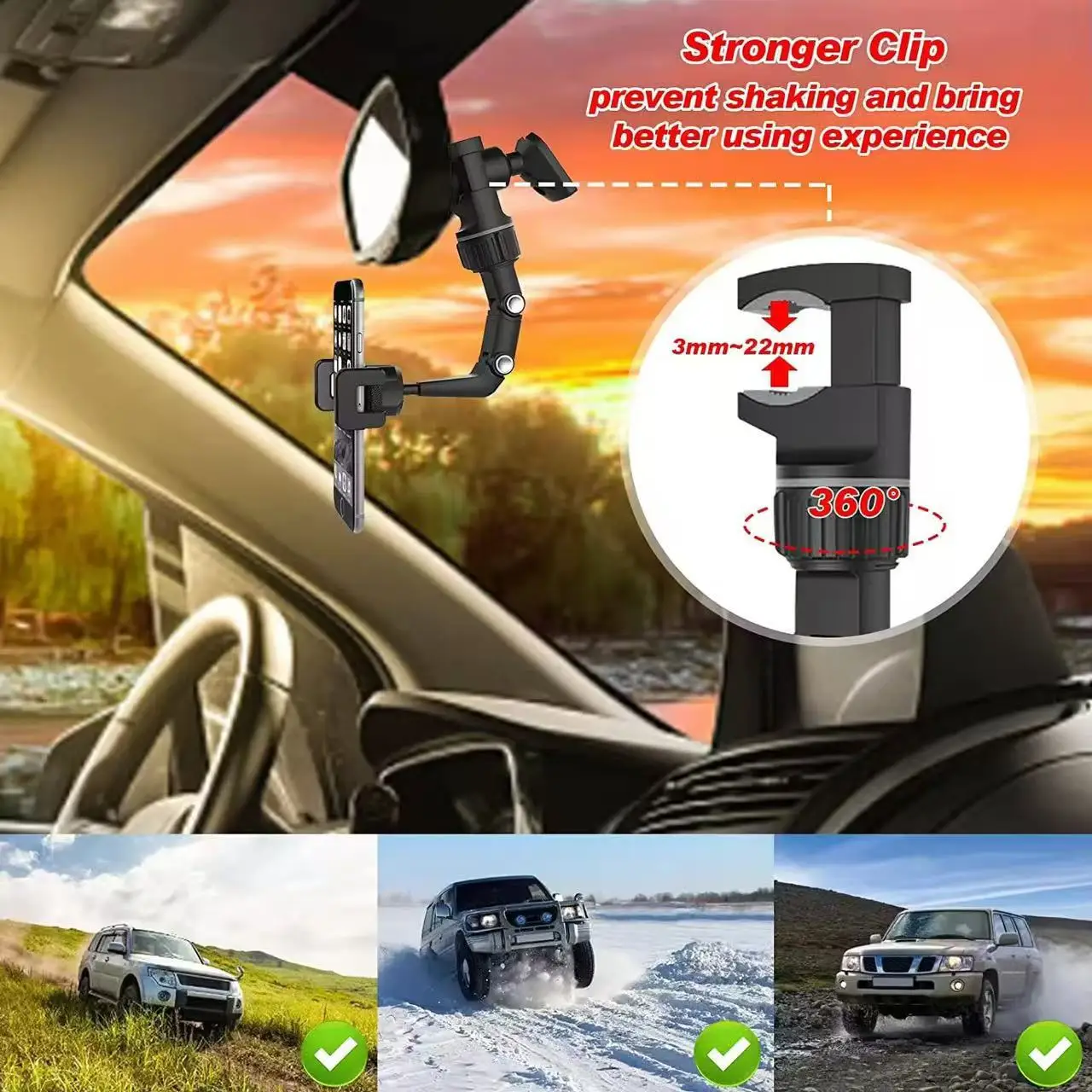Universal Automotive Mobile Phone Bracket Rearview Mirror Fi