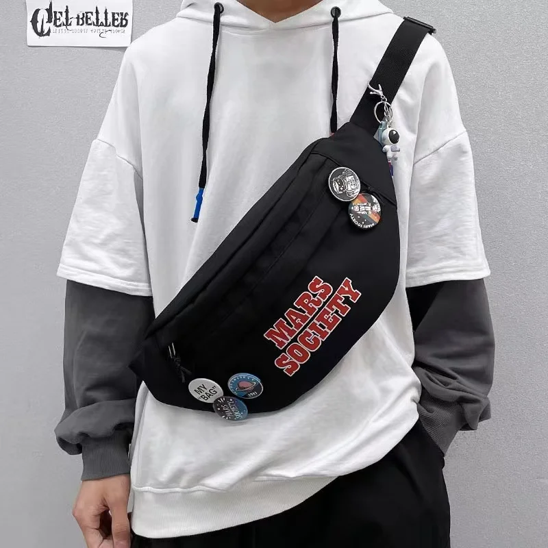 2023 nova tendência de rua pacote cintura unisex causal saco peito grande capacidade lona crossbody bolsa ao ar livre anti roubo mensageiro sacos