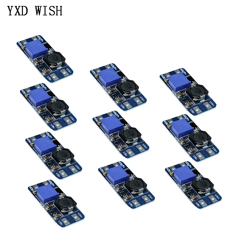 10PCS MT3608 DC-DC Step Up Converter Module Adjustable Booster Power Supply Module Voltage Regulator 2A Max 2V-24V To 5/9/12/28V