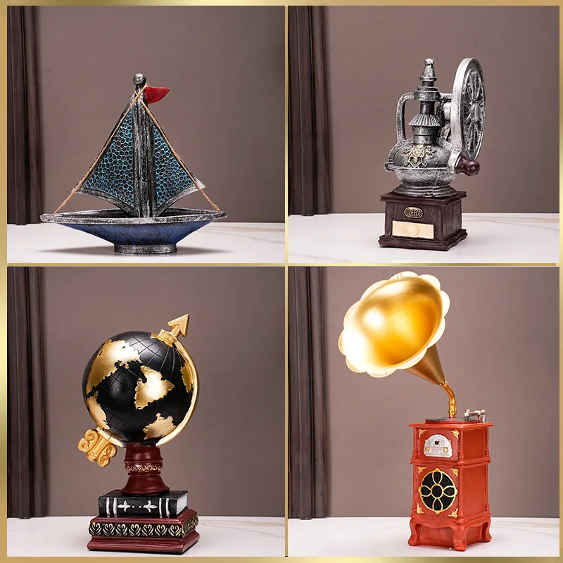 Retro Home Resin Ornaments, Nostalgic Style, Classic Home Decor Props, Artistic Crafts, Sculptures
