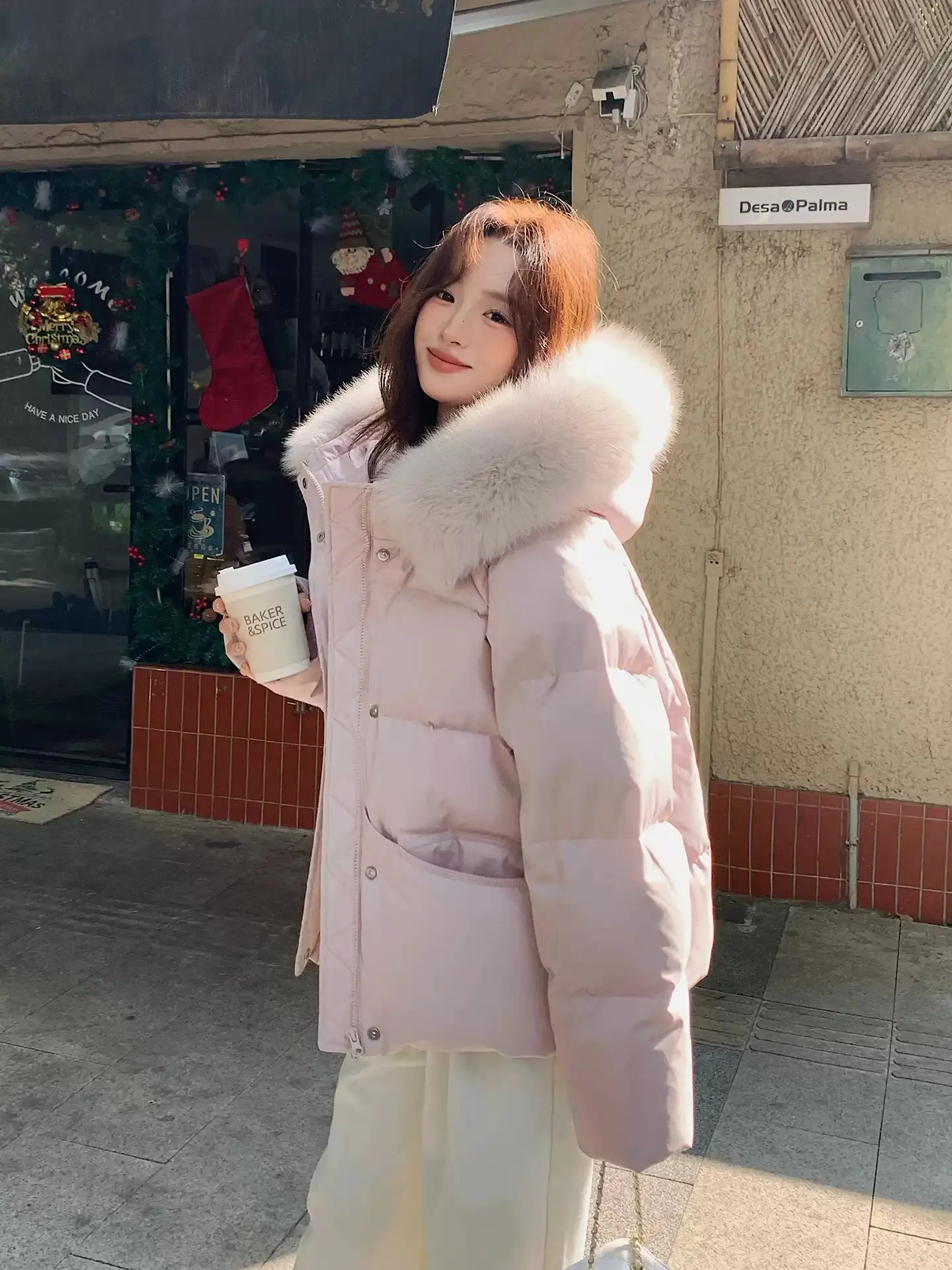 Women's Khaki Pink Hooded Frayed Long-sleeved Jacket Cotton Coat Japanese Harajuku Streetwear Aesthetic Retro Winter Warm Cotton