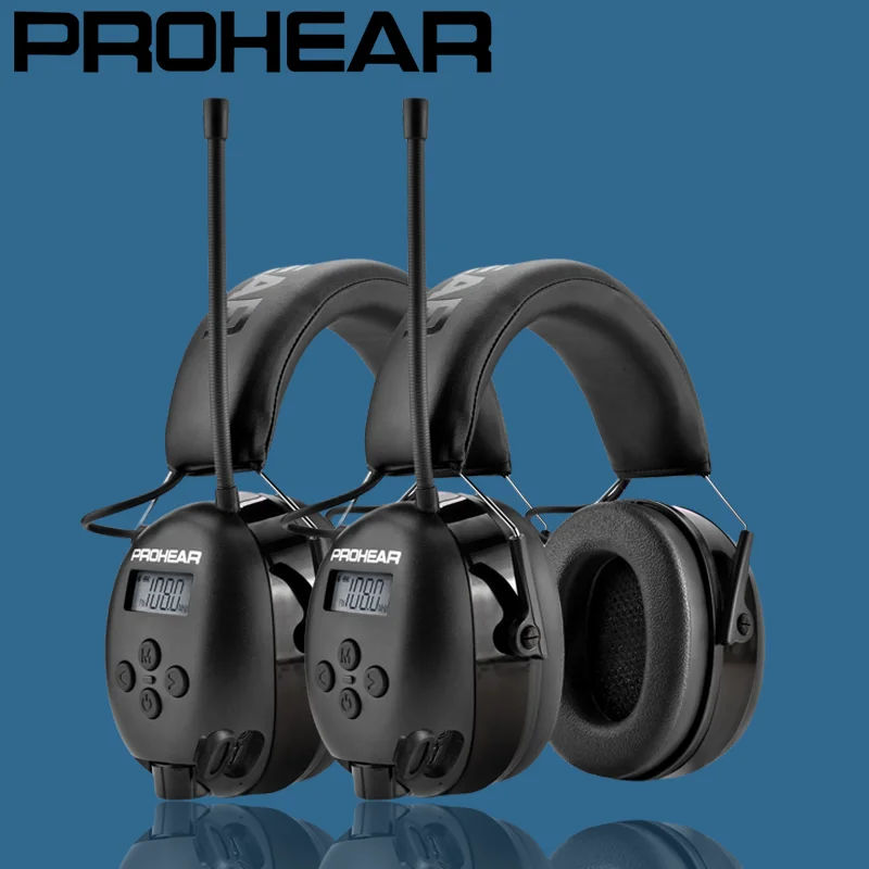 

PROHEAR 2PCS Electronic Earmuffs Professio Bluetooth Hearing Protection Noise Reduction Earmuffs Rechargeable 2000mAh Battery