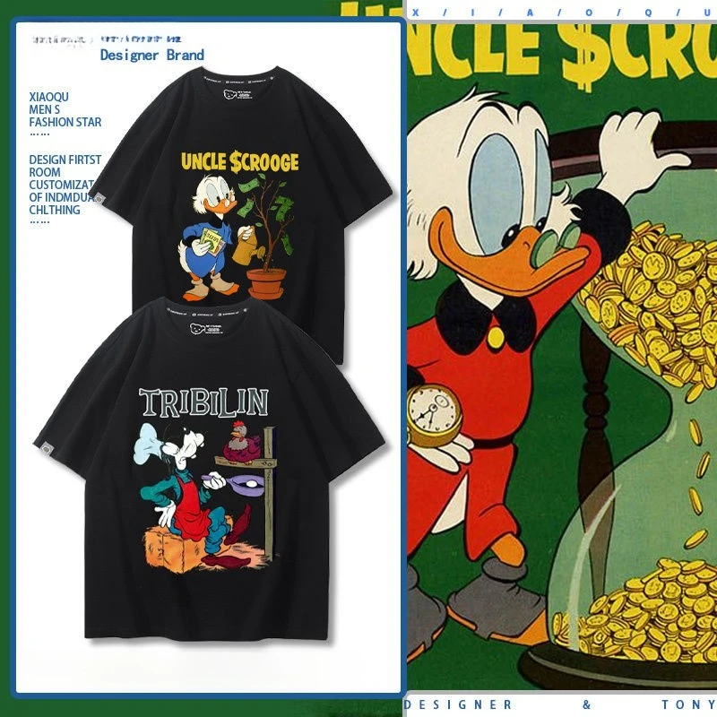 

2025 New Disney Trendy Fashion Leisure Pure Cotton T-shirt Retro Street College Style Commuting Y2K Harajuku Asexual Style