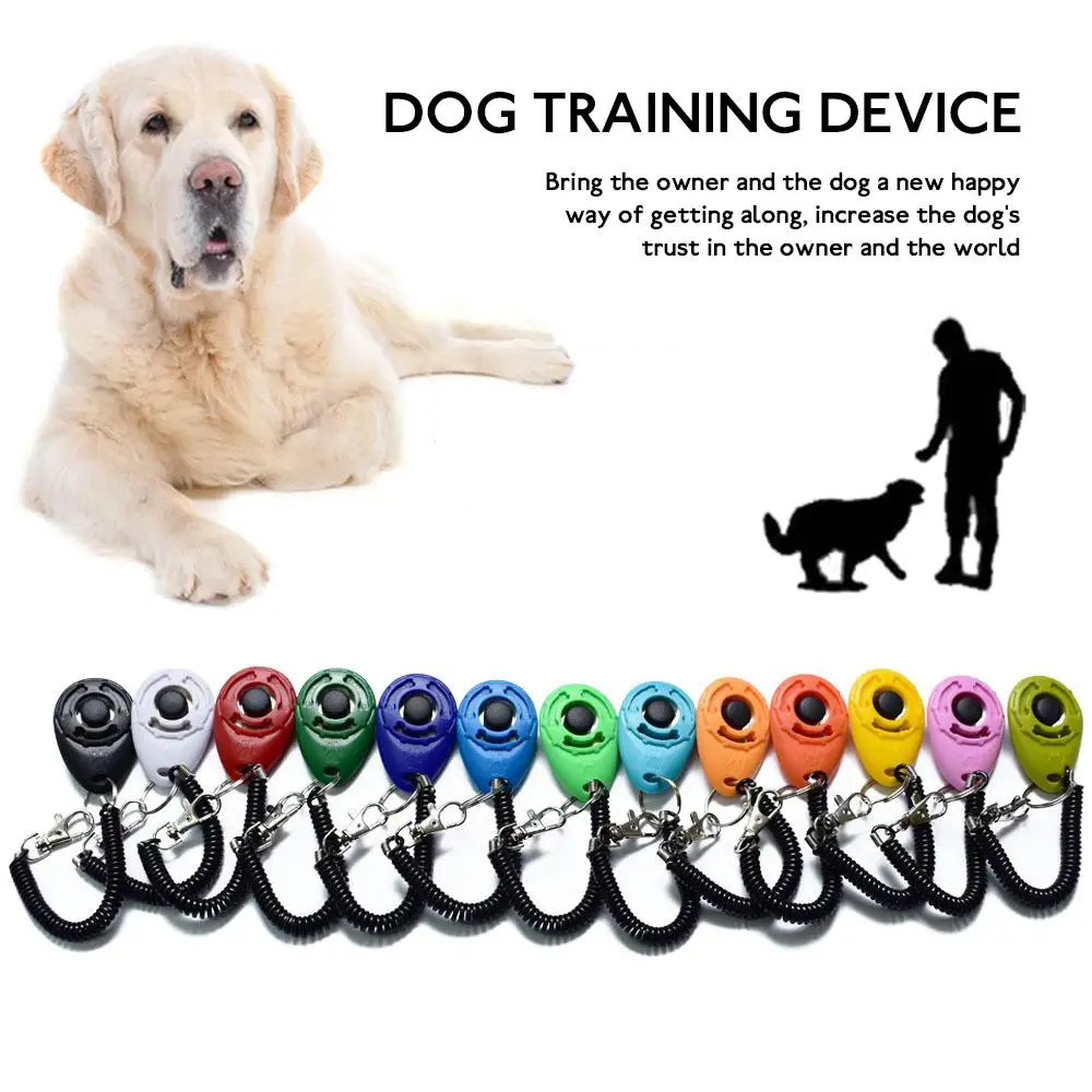 Pet Cat Dog Training Clicker Plastic New Dog Click Trainer Portable Auxiliary Adjustable Wristband Sound Key Chain Dog Supplies