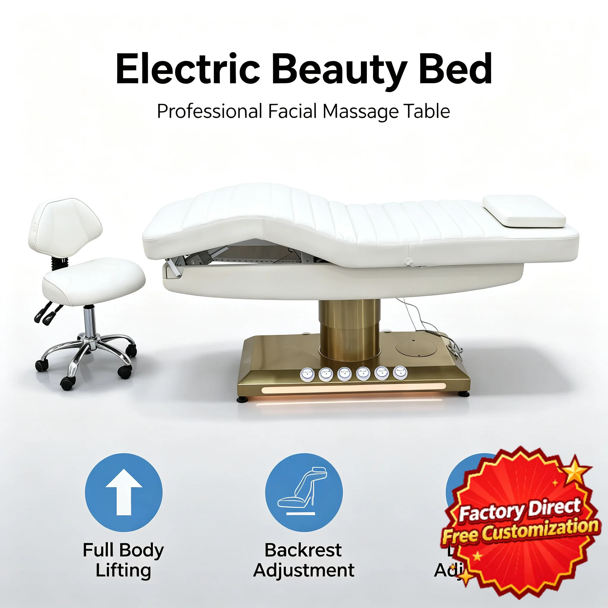 Electric Beauty Care Bed Facial Hydrotherapy Massage Table Salon Eyelash Beds Whole Body Massage SPA Furniture