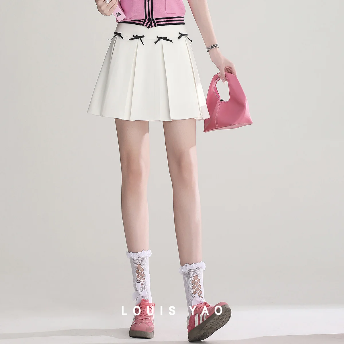 

Bow Decoration Draped Mini Skirt Fashion A-line Hem Side Zipper Short Skirt Woman Female Clothing Summer New 2025