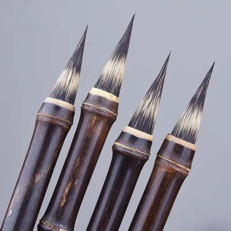 1Pc Purple Rabbit Wolf Hair Chinese Calligraphy Brush Pen Ancient Bamboo Small Regular Script Writing Drawing Brush Stationery