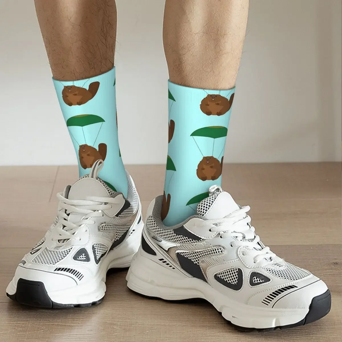 Parachuting Beaver Socks Harajuku High Quality Stockings All Season Long Socks Accessories for Unisex Birthday Present