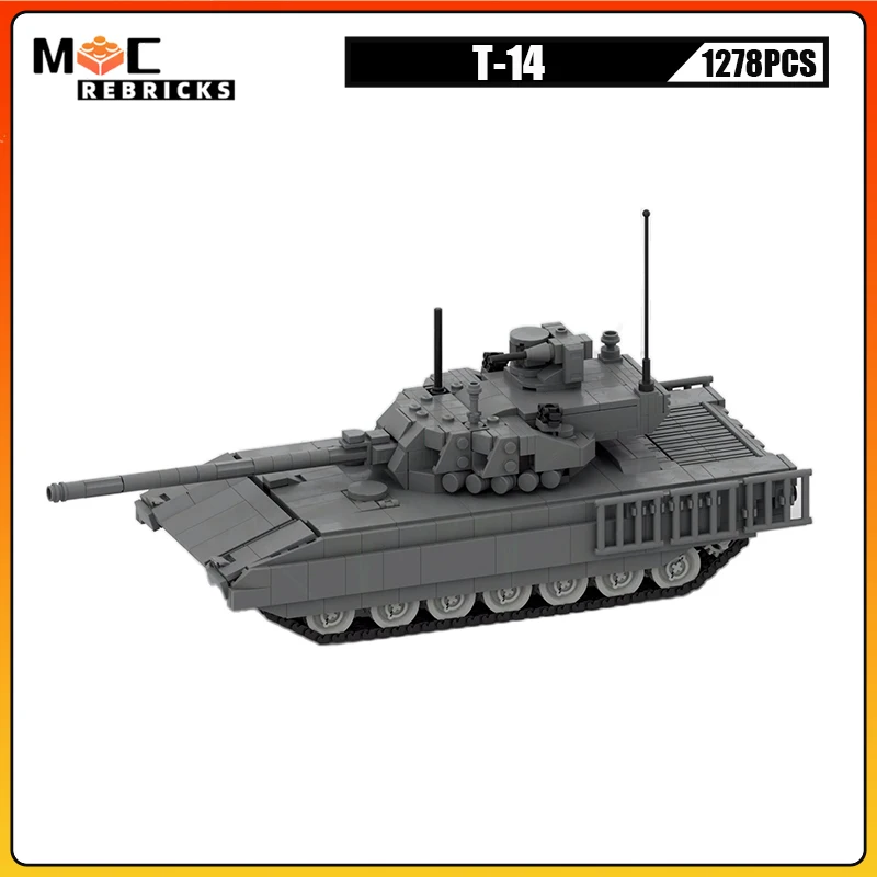 Military Armored Chariot T-14 Main Battle Tank Wide Track Panzer Building Blocks Assembly Model Kid\'s Puzzle Bricks Toys Gifts