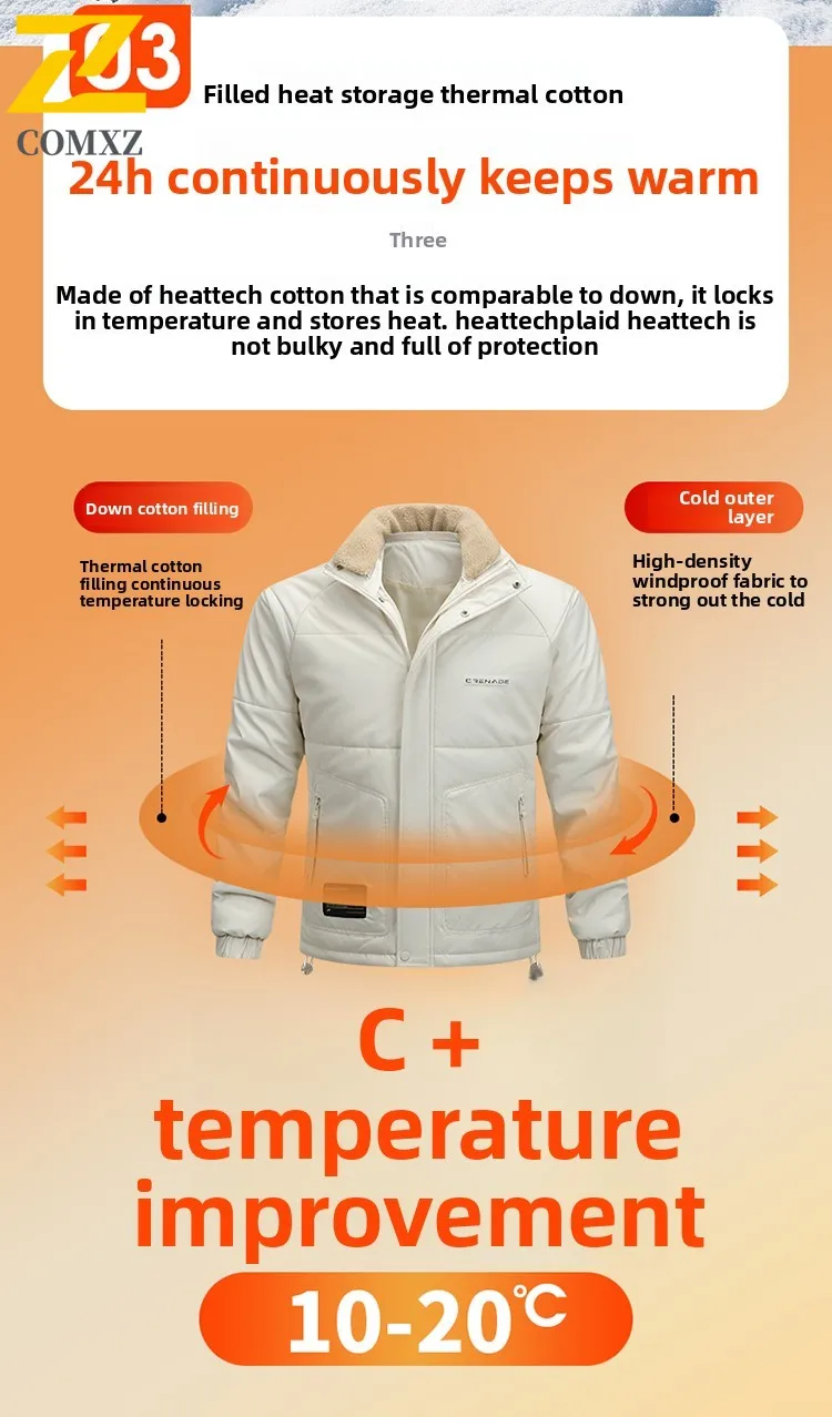 2025 الرجال سترة قطن وهمية قطعتين أفخم سميكة يندبروف الدافئة الصوف طوق أسفل سترة في الهواء الطلق عادية الشتاء جاكيت زيبرا