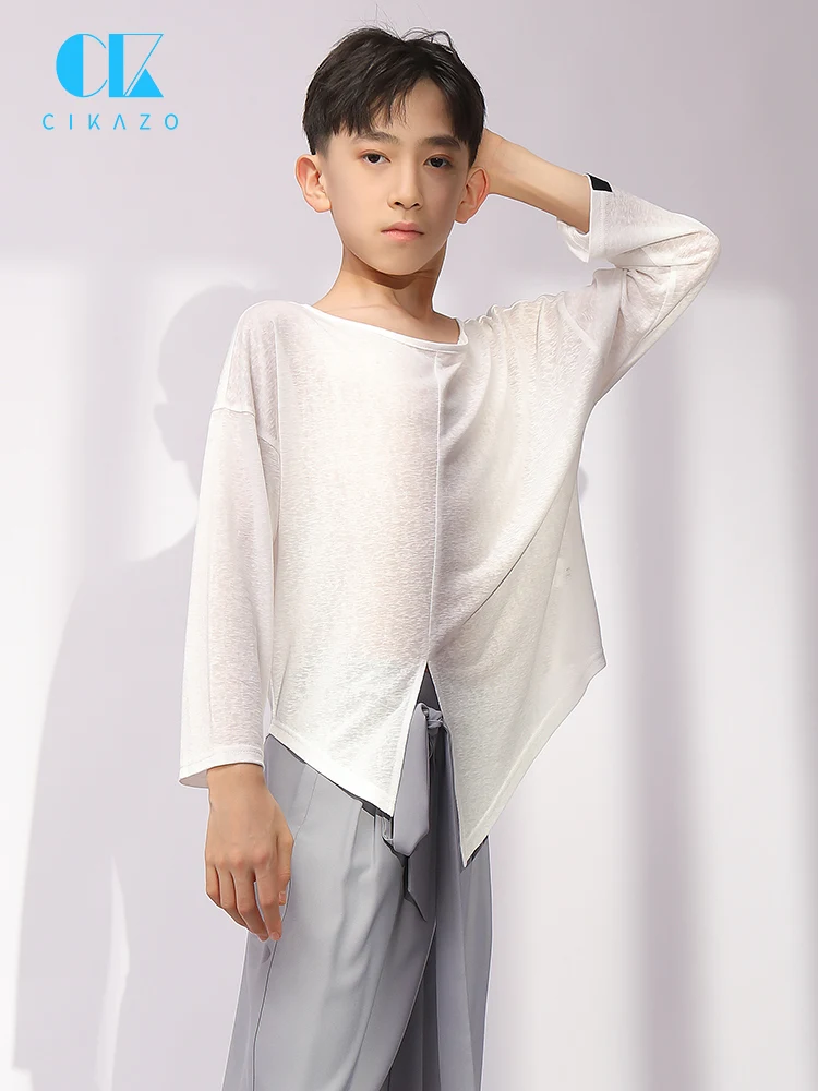 

Boys' Latin Dance Autumn And Winter Loose Fitting Training Top Boys' Long Sleeved Performance Suit