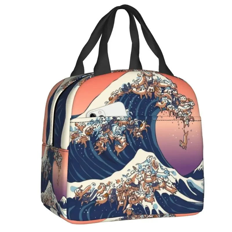 The Great Wave Of Dachshunds Insulated Lunch Bags for Picnic Badger Sausage Wiener Dog Waterproof Thermal Cooler Lunch Box Kids