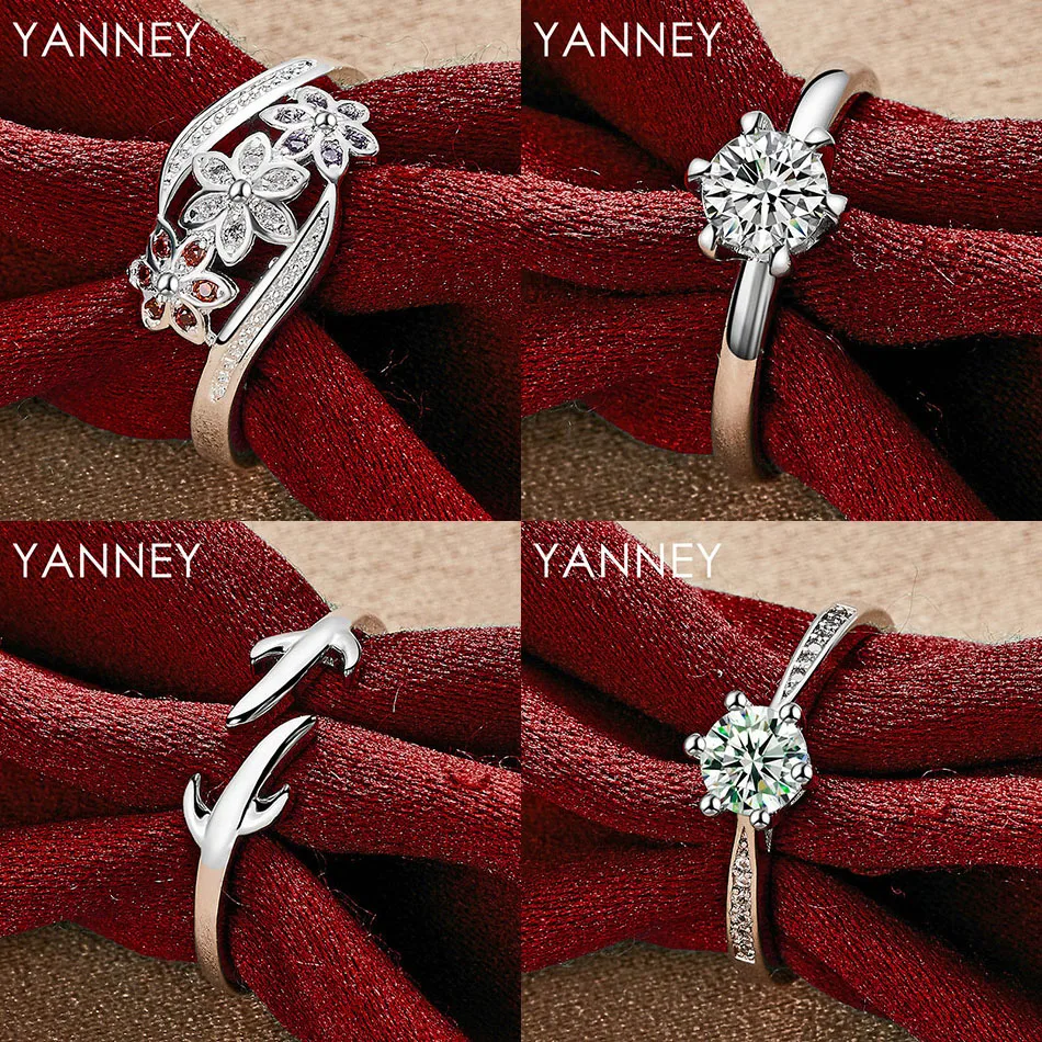 

Fashion 925 Sterling Silver Open End Exquisite Flower Zircon Ring Women's Party Charm Accessories Gift Jewelry