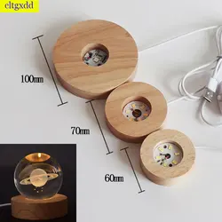 Wood Light Base Rechargeable Remote Control Wooden LED Light Rotating Display Stand Lamp Holder Lamp Base Art Ornament New