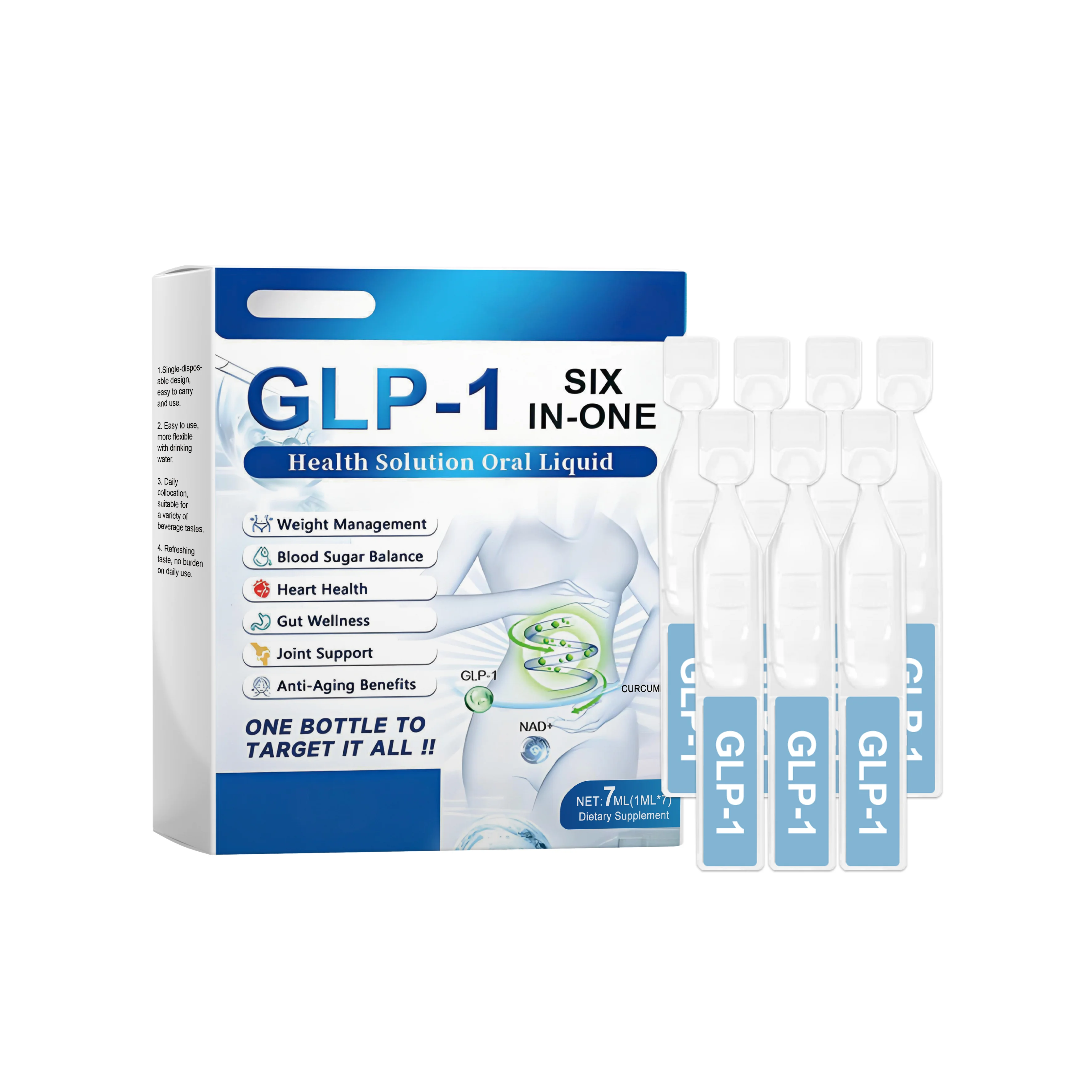 Glp1 Body Health Drops Promote Digestion Detox Maintain Heart Health Weight Control Supplement Nutrition Body Fat Reducing Drops