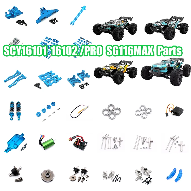 

RC Automotive Parts for SCY 16101 PRO/16102 PRO Turning Shaft, Gear, Bearing, Pull Rod, Steering Cup, Swing Arm Motors SG116 MAX