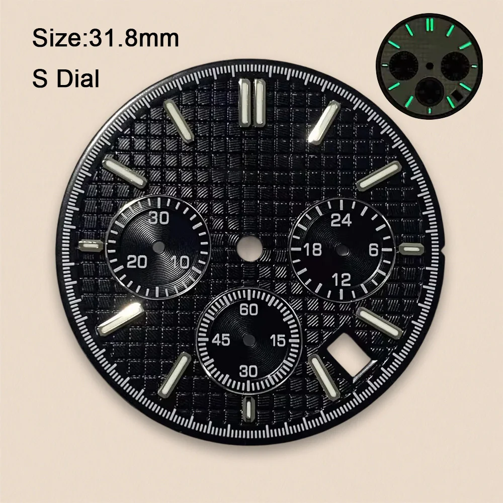 31.8mm S Logo Dial Suitable For VK63 Quartz Movement Green Luminous Oak Dial Watch Modification Accessories - view 6