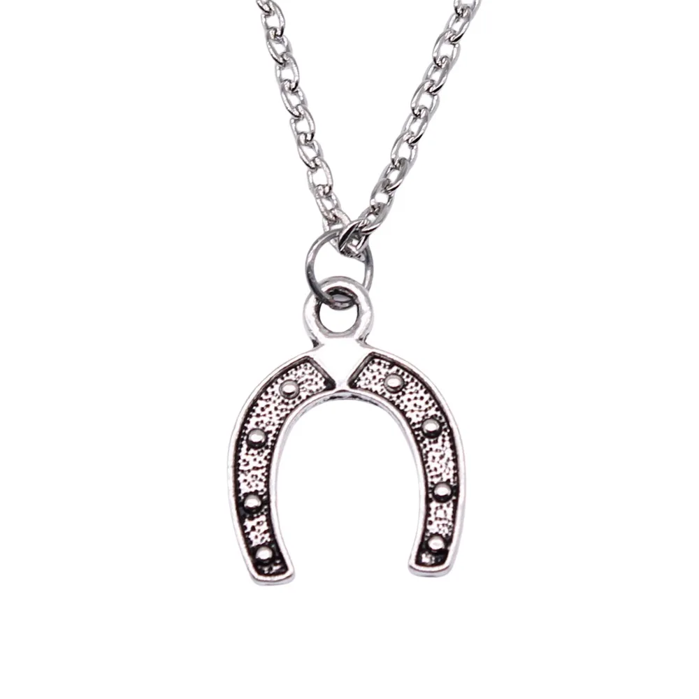 Dropshipping Antique Silver Color 23x18mm Horseshoe Horse Shoes Pendant Necklace For Women