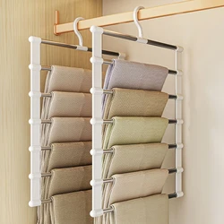 Pants Hangers Space Saving 6/8 Layers Stainless Steel Trouser Hanger Closet Organizer for Pants Jeans Skirts Scarf Legging