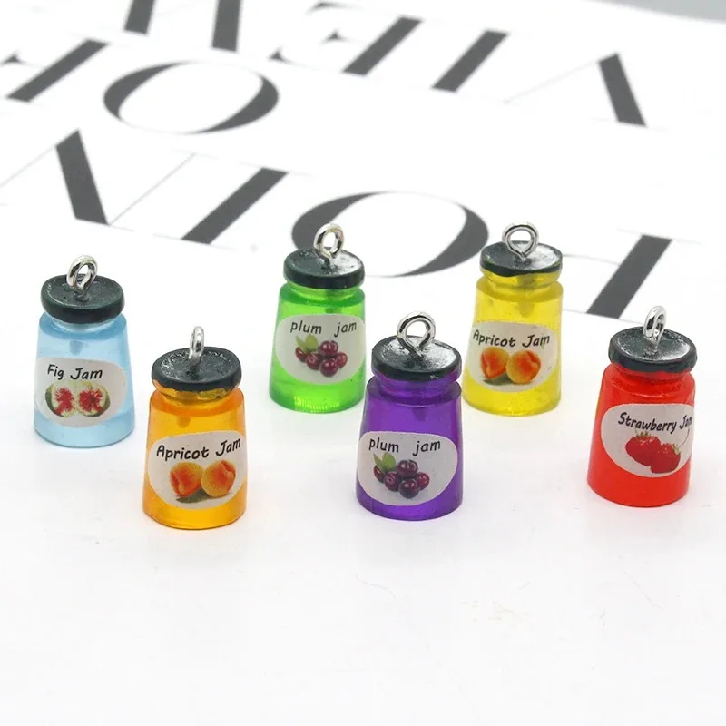 10 pièces/paquet Breloques en résine en forme de fruits (Fraise, Pomme) pour boucles d'oreilles, pendentifs mignons DIY pour la création de bijoux, bracelets et porte-clés