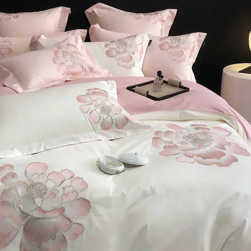 Long staple cotton bed linen double Comforter bedding set Embroidered bed cover full set quilt duvet cover Bed Sheet Pillowcase