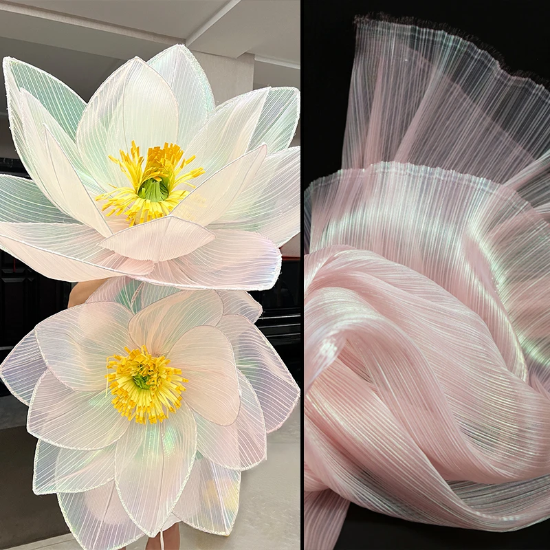 Mermaid Texture Pleated Organza Fabric Crisp By The Meter for Stage Wedding Decoration Handmade Diy Sewing Designer Cloth White