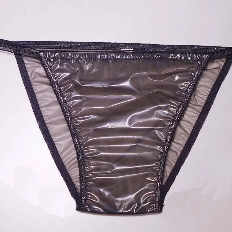 

Эротические пластиковые треугольные брюки для пар, мягкие прозрачные нижнее белье, трусики, фетиш-белье, большие пластиковые трусы из ТПУ с низкой талией