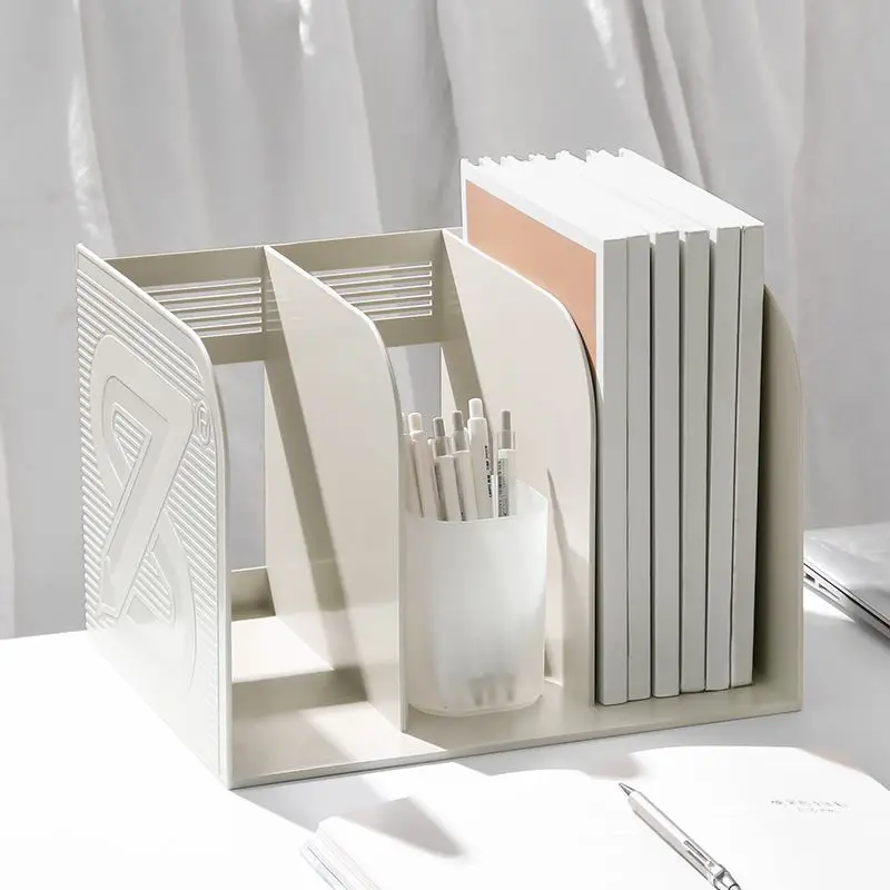 3 Grids File Holder Desktop Bookends Desk Organizer Magazine File Organizer Creative DIY Book Organizer Student Supplies