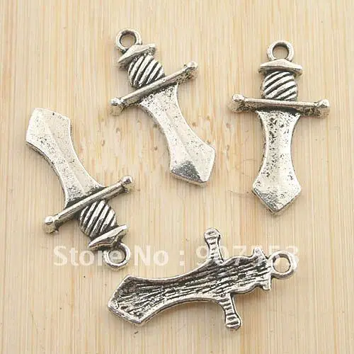 30pcs 24*7mm Antiqued Silver Sword Design Pendant Charm G1147 Charms for Jewelry Making