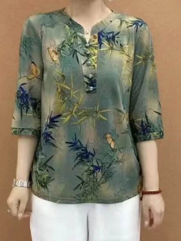 تي شيرت نسائي صيفي جديد بتصميم عصري فضفاض وطباعة أنيقة، قمة أنيقة تمنح إطلالة شابة، مصنوعة من مزيج البوليستر والحرير المريح. #5