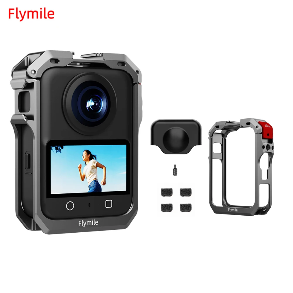Flymile Metallkäfig für DJI Osmo 360 Panoramakamera, Rahmen aus Aluminiumlegierung, Erweiterungsadapter, Schutzgehäuse, Zubehör