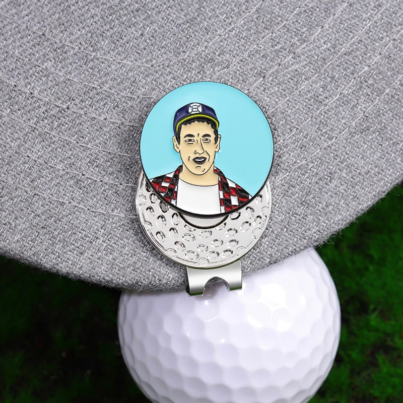 Magnetic Golf Ball Marker Hat Clips Funny Cartoon Print Accessories for Golf Cap Metal Decorative Jewelry Gift for Golf Lover