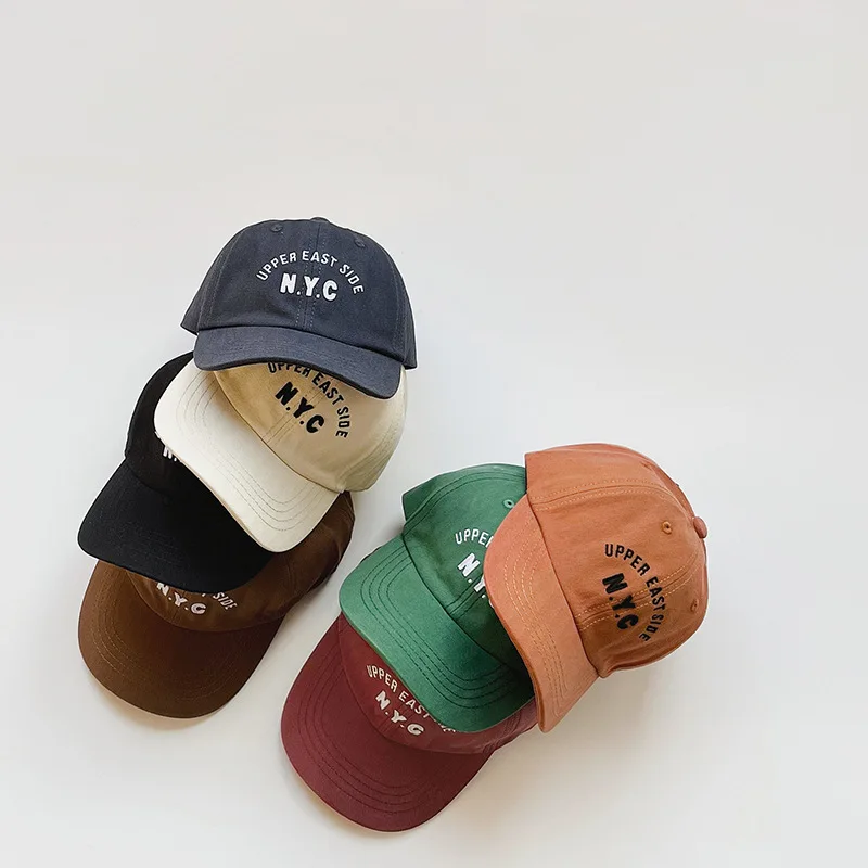 

Kid Boy Summer Personality Simple Letter Embroidery Baseball Cap Baby Girl Fahsion All-match Cotton Sun Protection Peaked Caps