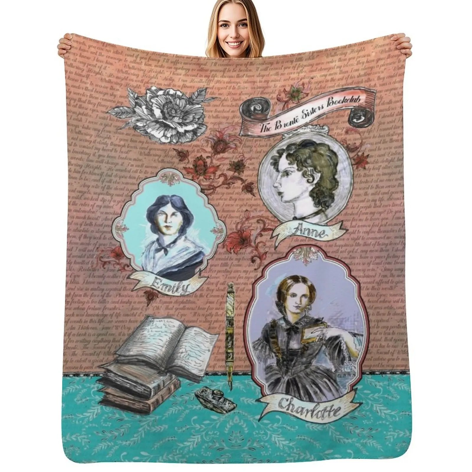 

The Bronte Sisters Bookclub - Charlotte Bronte - Emily Bronte - Anne Throw Blanket Ultra Plush Cozy Blanket for Napping Sleeping