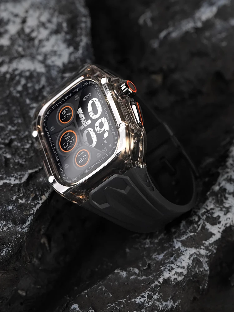 الرياضة سيليكون الفرقة لساعة أبل الترا 2 10 9 8 7 6 قطرة مقاومة للصدمات واقية ل iWatch 44 مللي متر 45 مللي متر 46 مللي متر 49 مللي متر