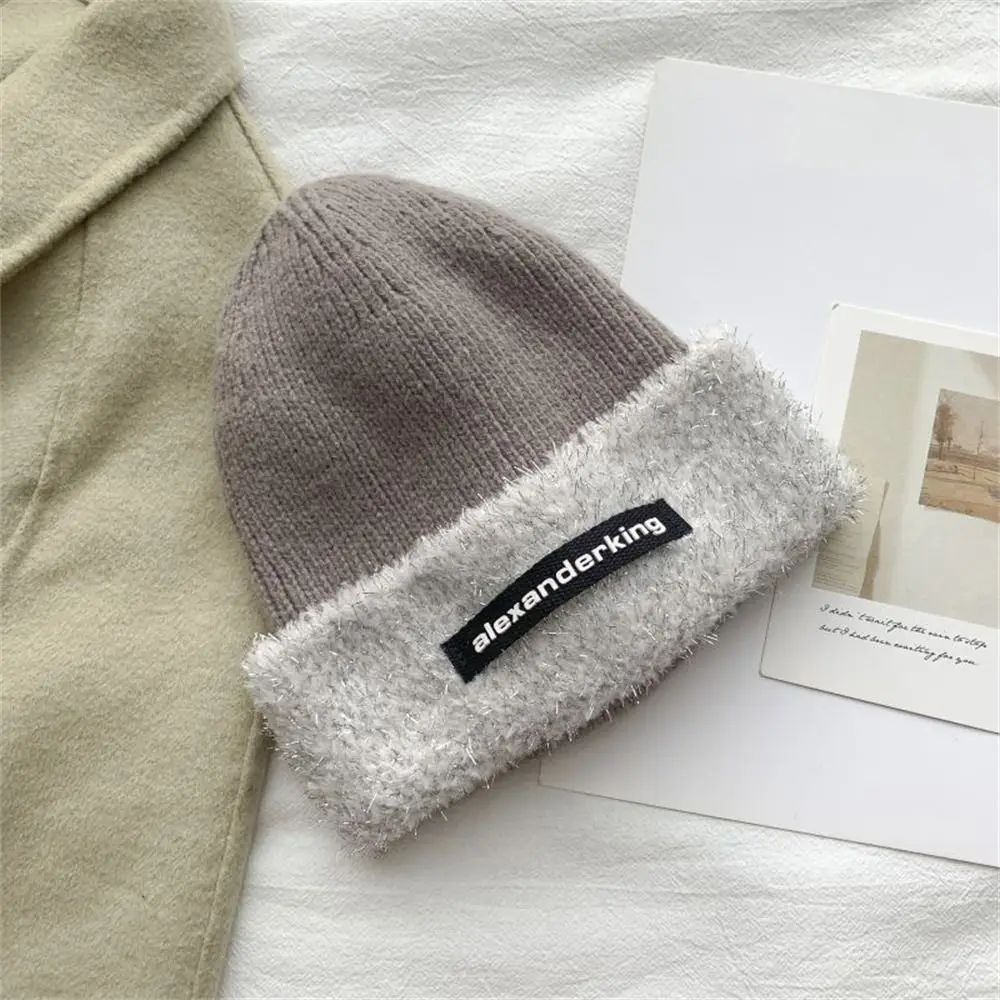 Thickened Lined Knitted Hat Casual Keep Warm Bonnet Caps Beanie Hats Winter