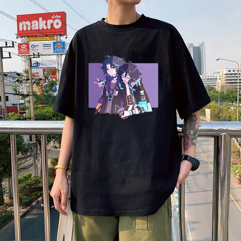 

Harajuku Hot Game Genshin Impact Tshirt for Women Aesthetic Xiao Zhong Li Kawaii Cartoon Clothes Tops Loose Short Sleeve T Shirt