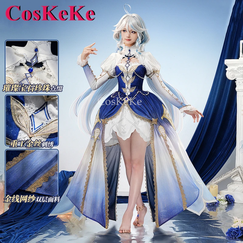 

CosKeKe Focalors Cosplay Game Genshin Impact Costume Blue Dance Music Gorgeous Formal Dress Activity Party Role Play Clothing