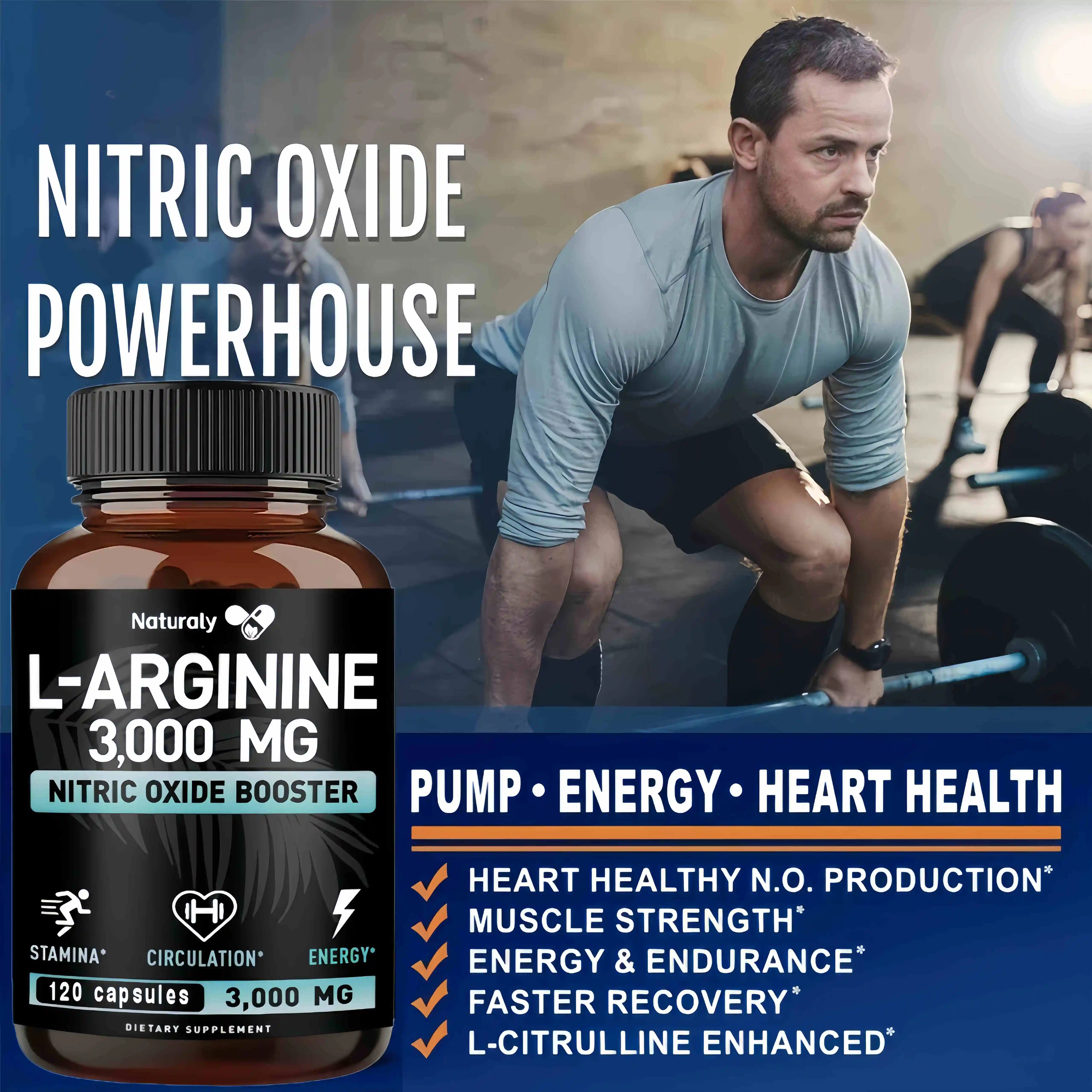 Men\'s Health Complete L-Arginine, Nitric Oxide Supplement - for Energy, Performance, Endurance, Muscle Growth, Vascular Function