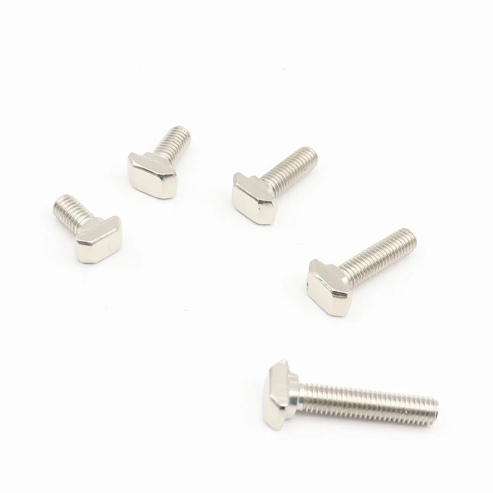 10pcs M5 Nickel Plated T nut Hammer Head Fasten screw for Aluminum Extrusion Profile 2020 series