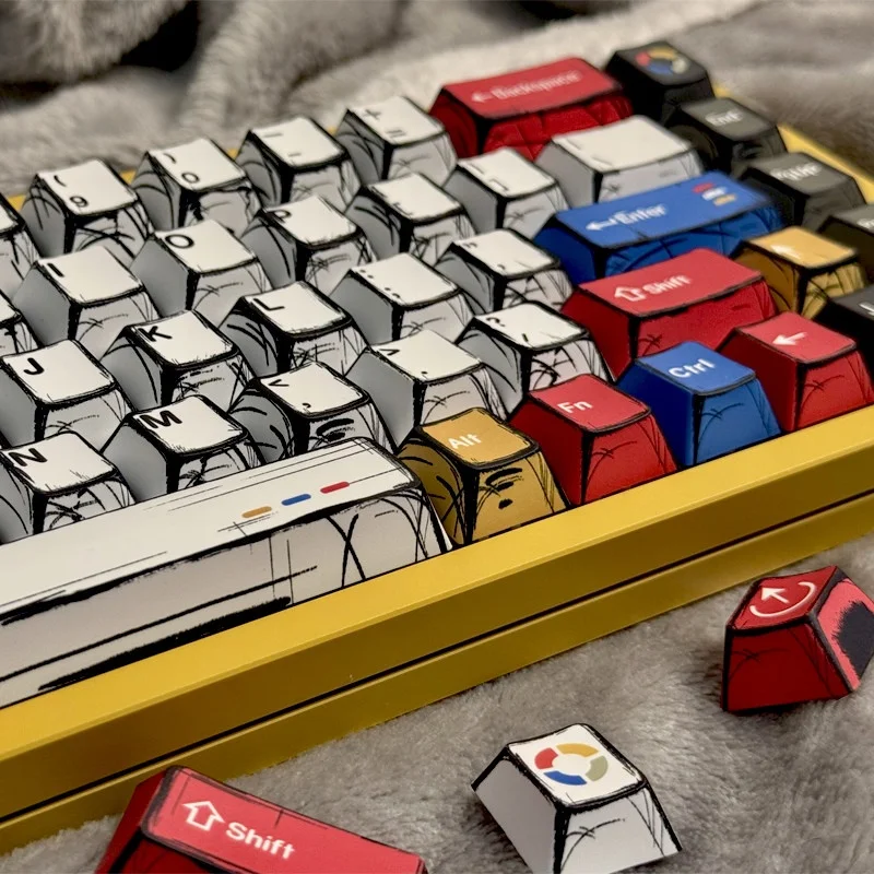 Comic Shine Through Pbt Dye Sublimation Keycaps Multi Language Cherry Profile For Russian Korean German English Mx Switch Gaming