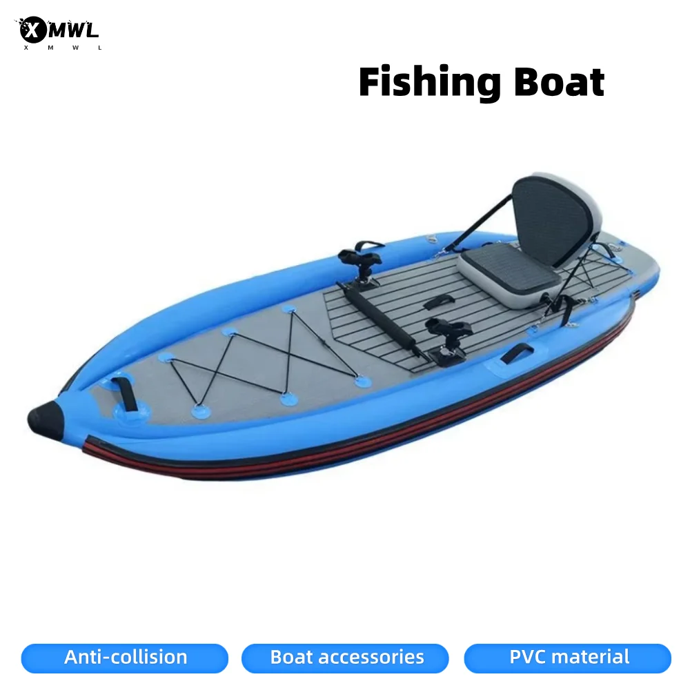 Outdoor Sports Inflatable 1 Person Sit on Top Paddle Seat Fishing Kayak Inflatable Single Person Fishing Canoe for Water Sports